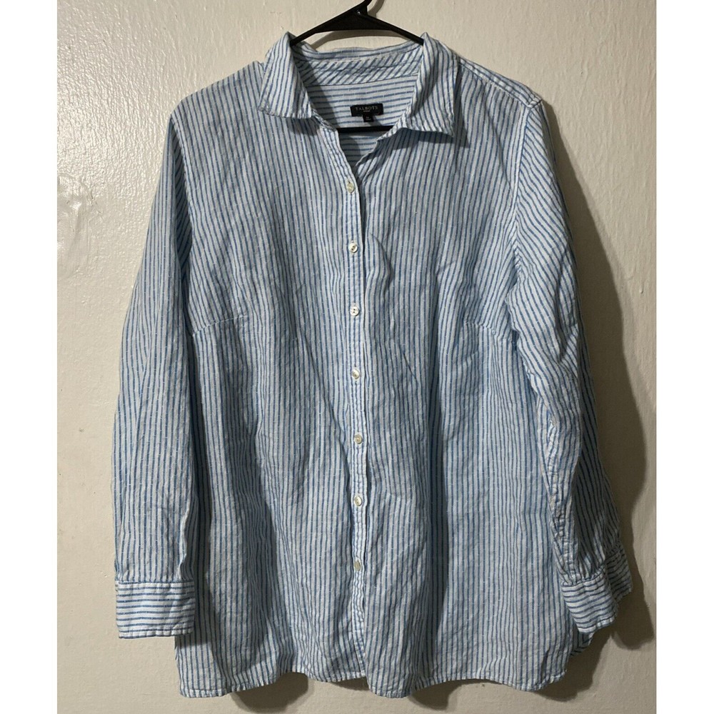 Talbots Blue and White Striped Button Down Shirt